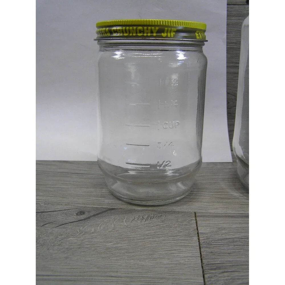 Lot of 2 Vintage Glass 12 and 40 Oz. Jif Peanut Butter Jars